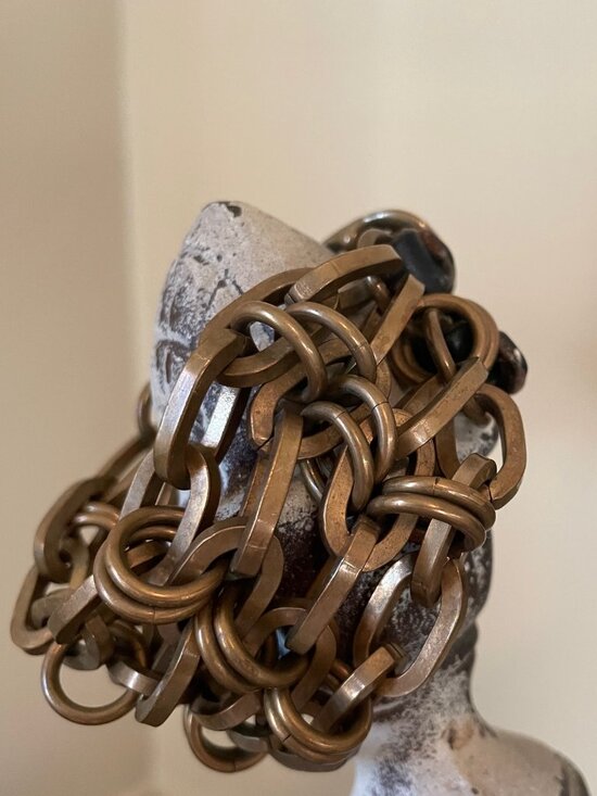 Sogoli Brass and Leather Multi Strand Bracelet - Picture 2 of 7
